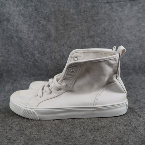 Old Navy Shoes Big Kids 5 Casual Sneakers High Top Canvas Lace Up White Trainers - Picture 4 of 11
